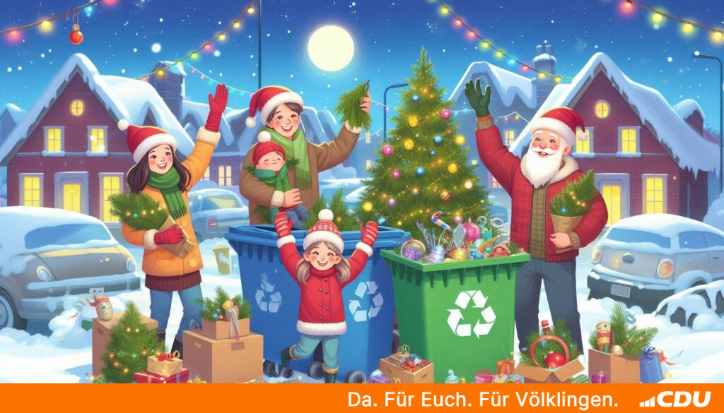 Entsorgung des Weihnachtsbaums in Völklingen - Grafik: KI des Image Creator in Bing