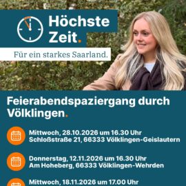 Feierabendspaziergänge durch Völklingen – Carolin Mathieu lädt zum Mitgehen und Mitreden ein!